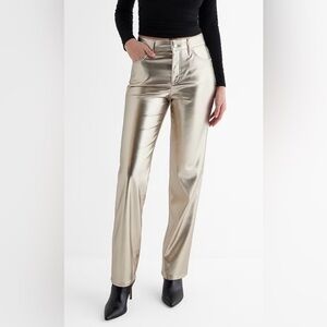NWT Express Women’s High Waisted Metallic Faux Leather Pants Size 10L